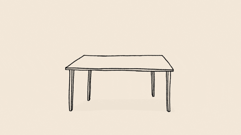 Yasmine Moufti website — animated banner loop of the line-drawn table
